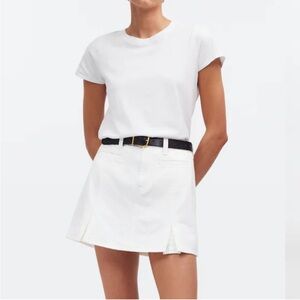 Madewell Denim Pleated Mini Skirt in Tile White